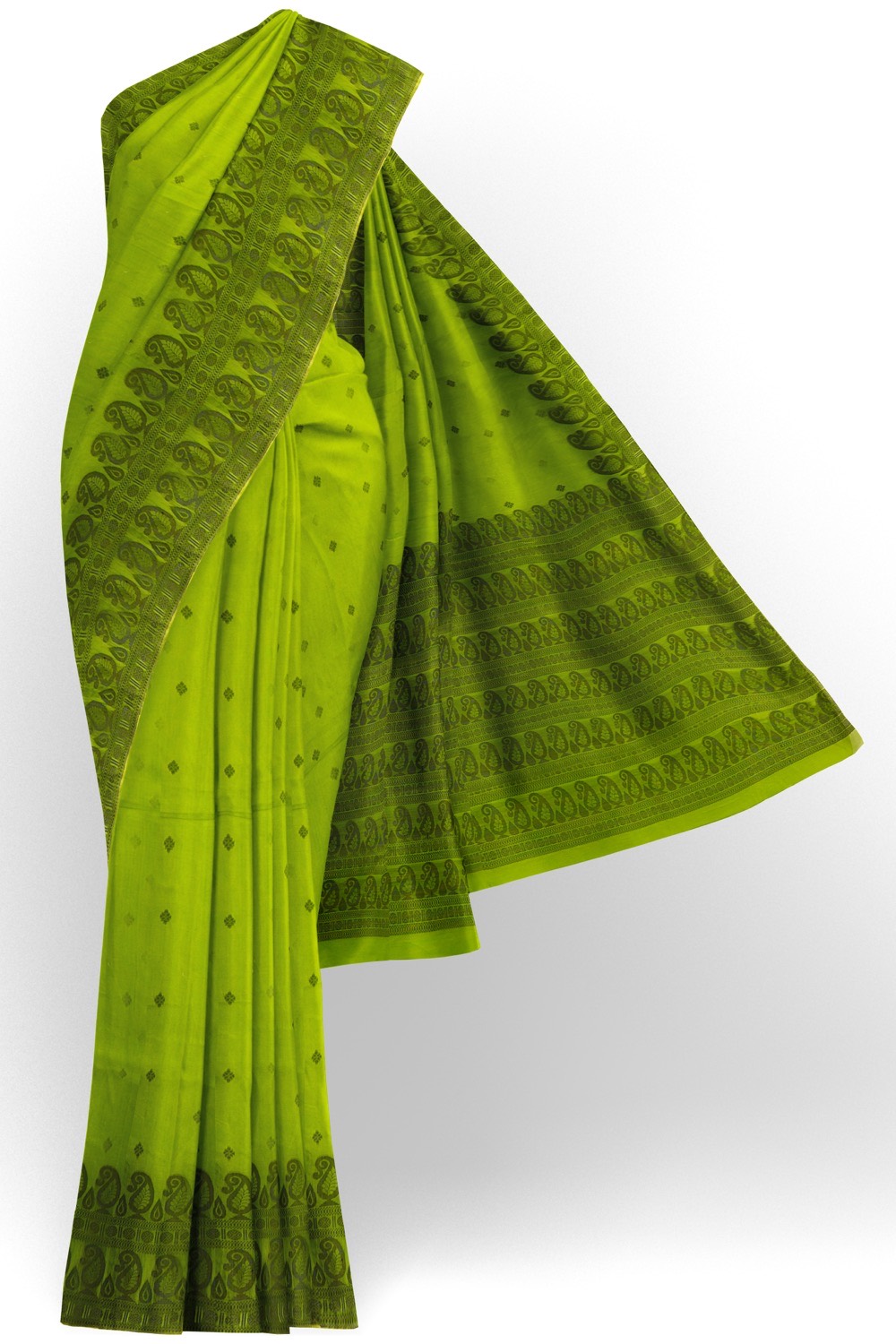 sri kumaran stores 102022 pure cotton green saree with dark green border 1 1