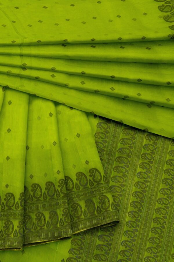 sri kumaran stores 102022 pure cotton green saree with dark green border 1 5