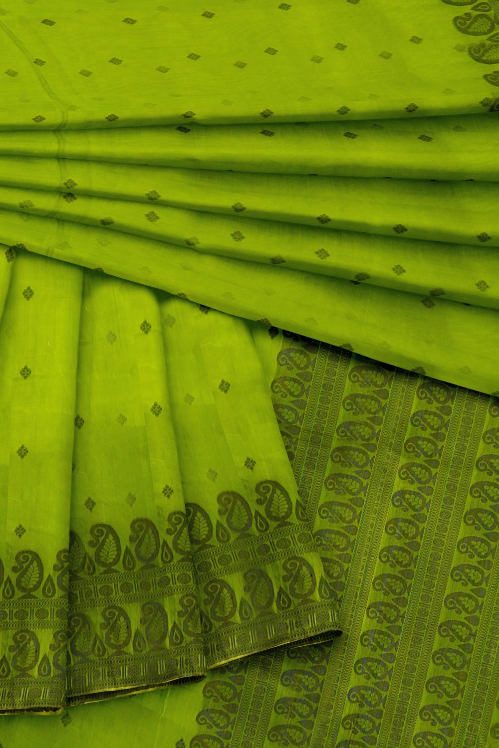 sri kumaran stores 102022 pure cotton green saree with dark green border 1 5