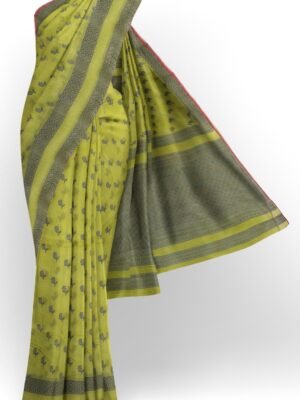 sri kumaran stores 102022 pure cotton green saree with dark green border 2 1