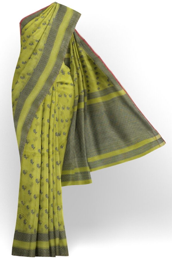 sri kumaran stores 102022 pure cotton green saree with dark green border 2 1