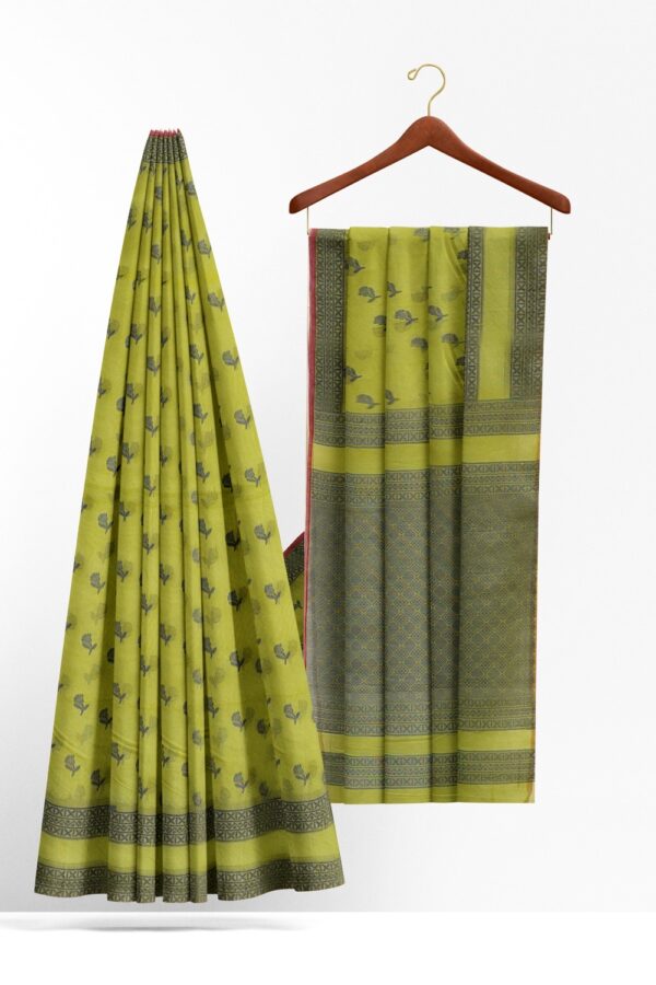 sri kumaran stores 102022 pure cotton green saree with dark green border 2 2