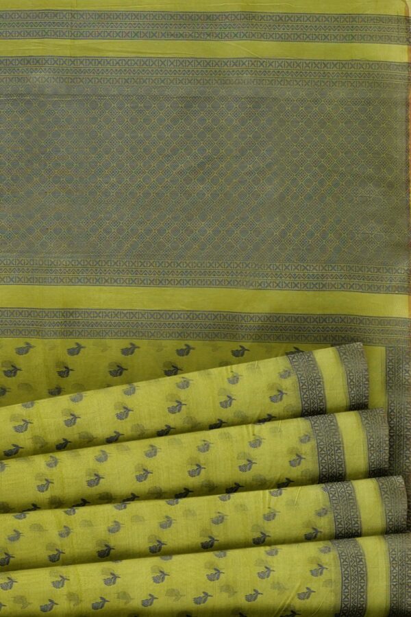 sri kumaran stores 102022 pure cotton green saree with dark green border 2 4
