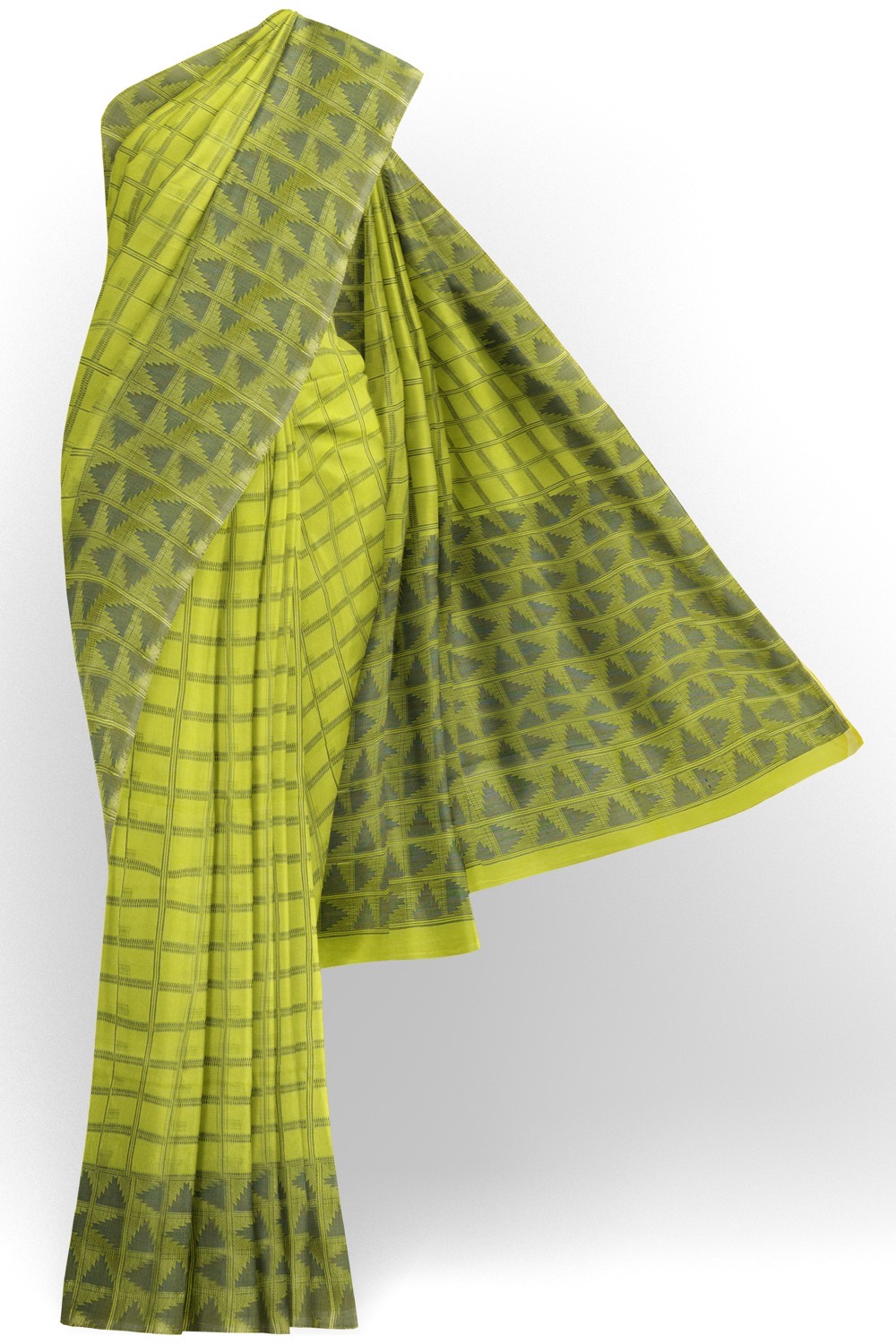 sri kumaran stores 102022 pure cotton green saree with dark green border 3 1