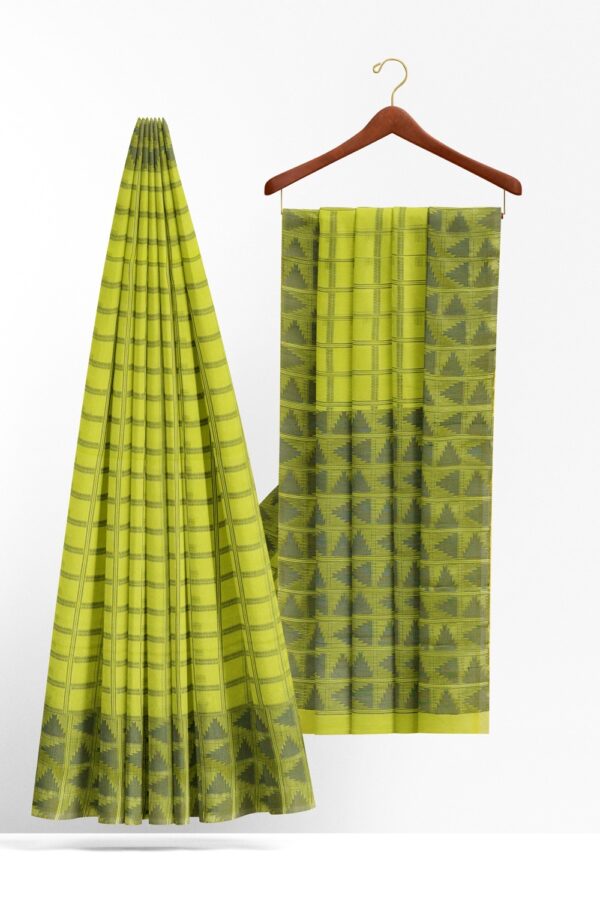 sri kumaran stores 102022 pure cotton green saree with dark green border 3 2