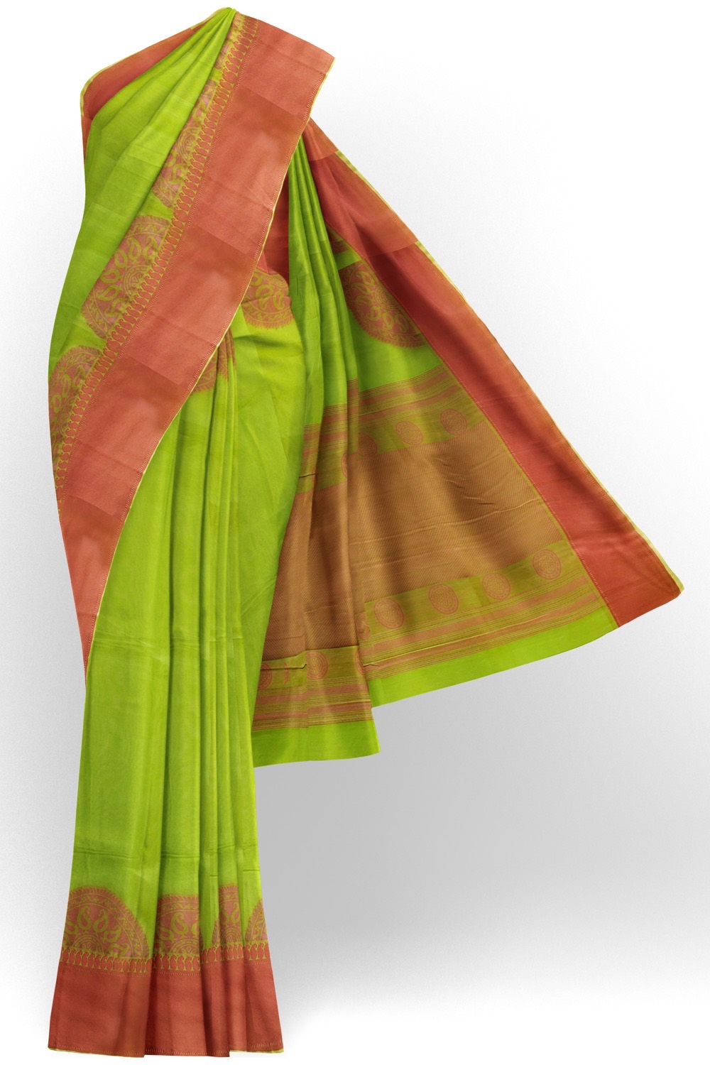 sri kumaran stores 102022 pure cotton green saree with maroon border 1 1