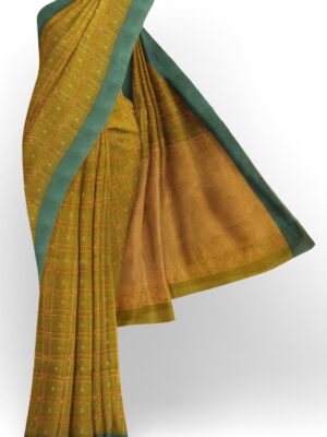 sri kumaran stores 102022 pure cotton green saree with turquoise green border 1