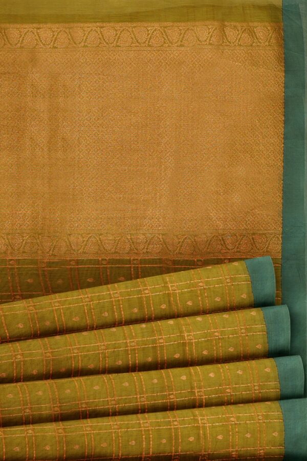 sri kumaran stores 102022 pure cotton green saree with turquoise green border 4