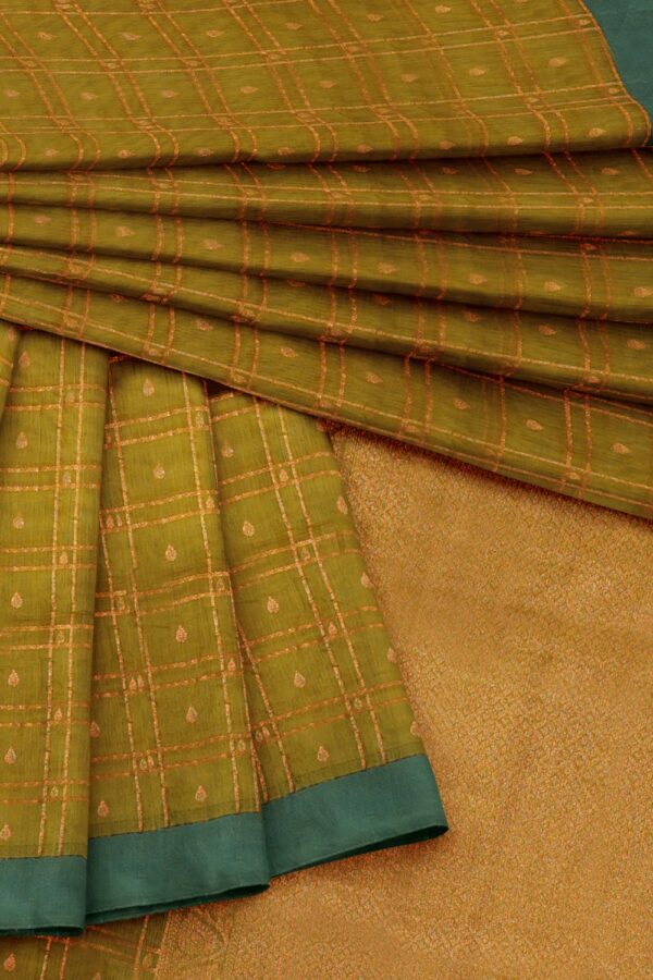 sri kumaran stores 102022 pure cotton green saree with turquoise green border 5