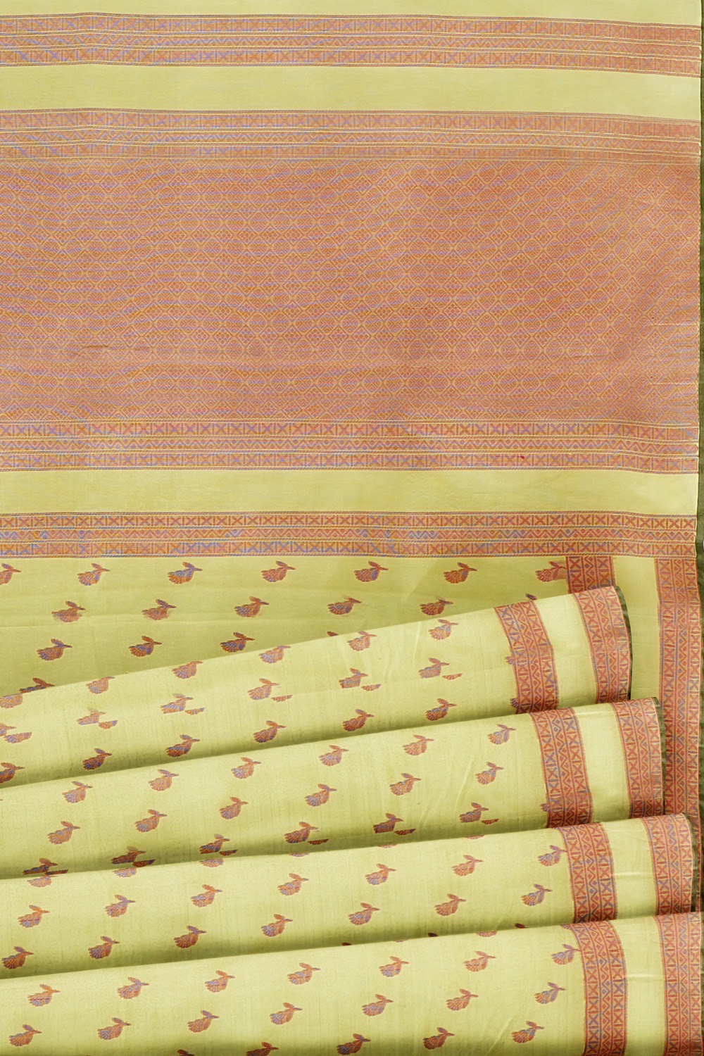 sri kumaran stores 102022 pure cotton light green saree with brown border 1 5