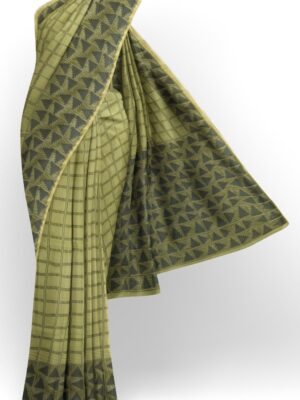 sri kumaran stores 102022 pure cotton light green saree with dark green border 1