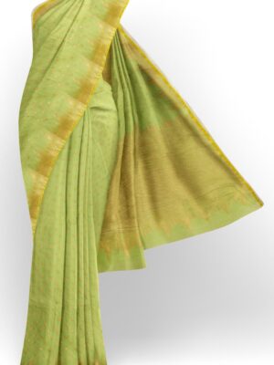 sri kumaran stores 102022 pure cotton light green saree with golden colour border 1 1