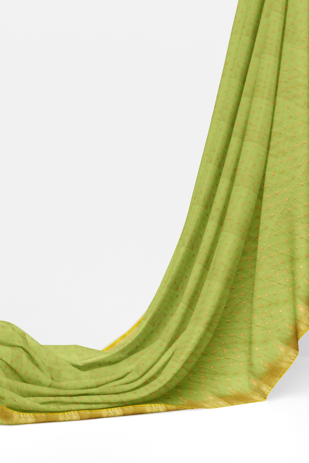 sri kumaran stores 102022 pure cotton light green saree with golden colour border 1 3