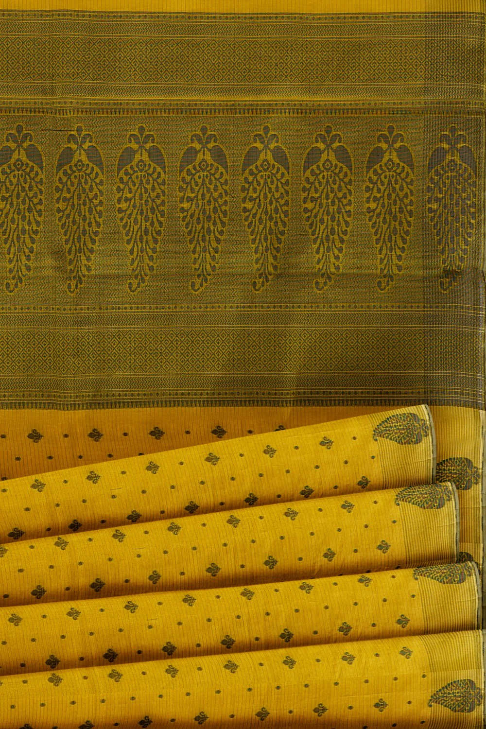 sri kumaran stores 102022 pure cotton mustard yellow saree with yellow border 4