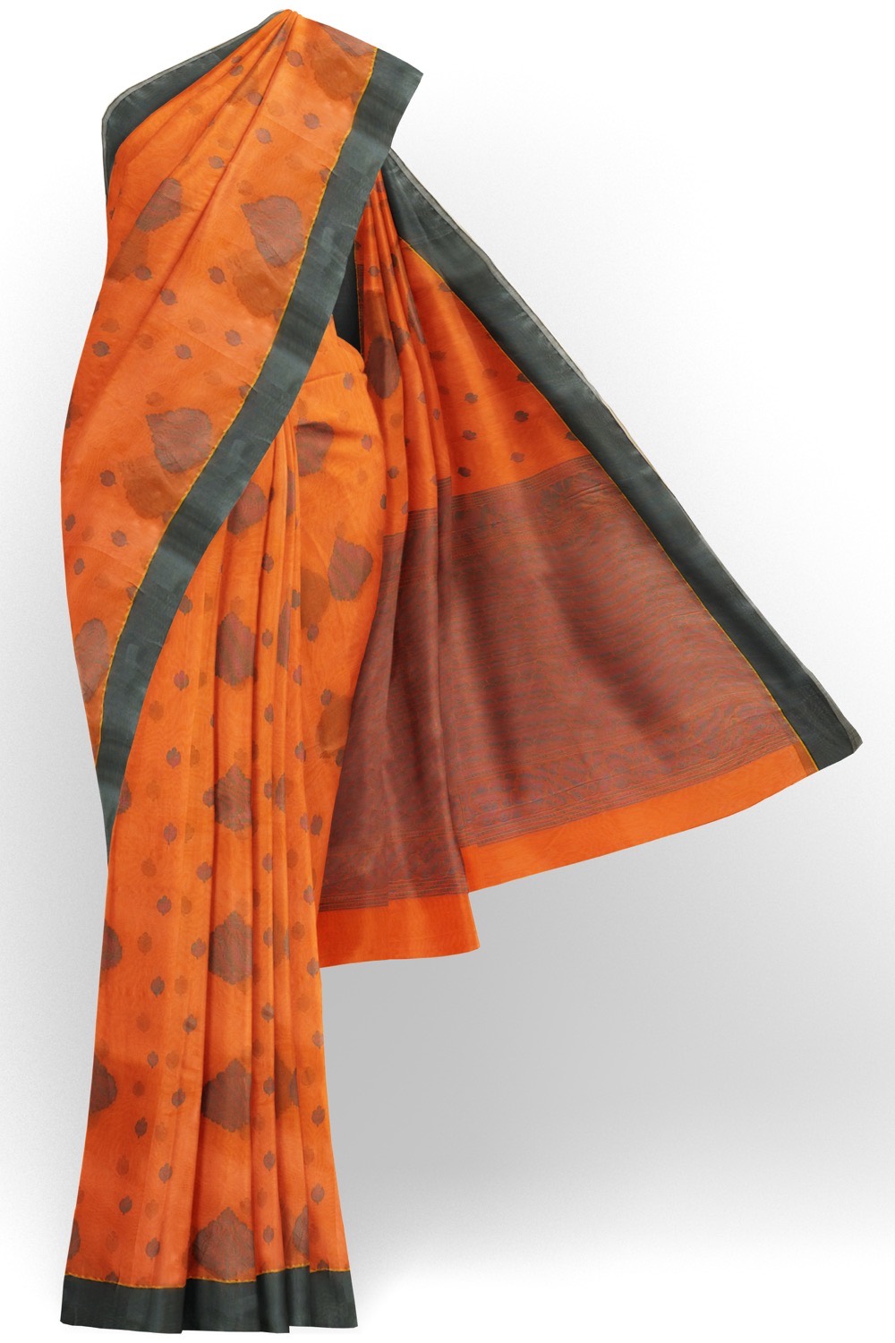 sri kumaran stores 102022 pure cotton orange saree with dark green border 1 1