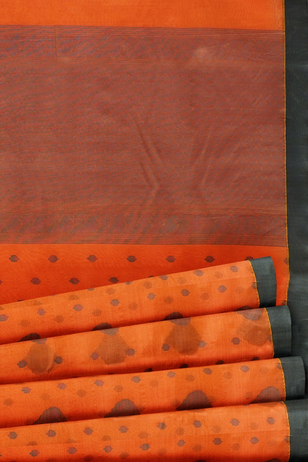 sri kumaran stores 102022 pure cotton orange saree with dark green border 1 4