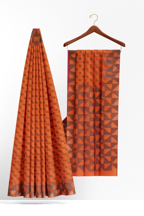 sri kumaran stores 102022 pure cotton orange saree with orange border 2