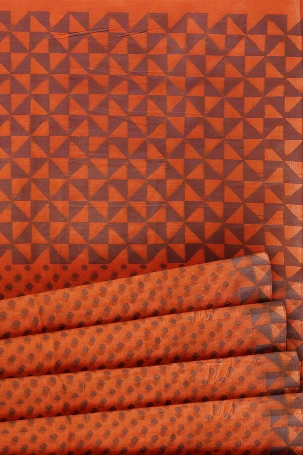 sri kumaran stores 102022 pure cotton orange saree with orange border 4
