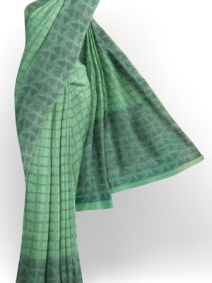 sri kumaran stores 102022 pure cotton turquoise green saree with dark green border 1 1
