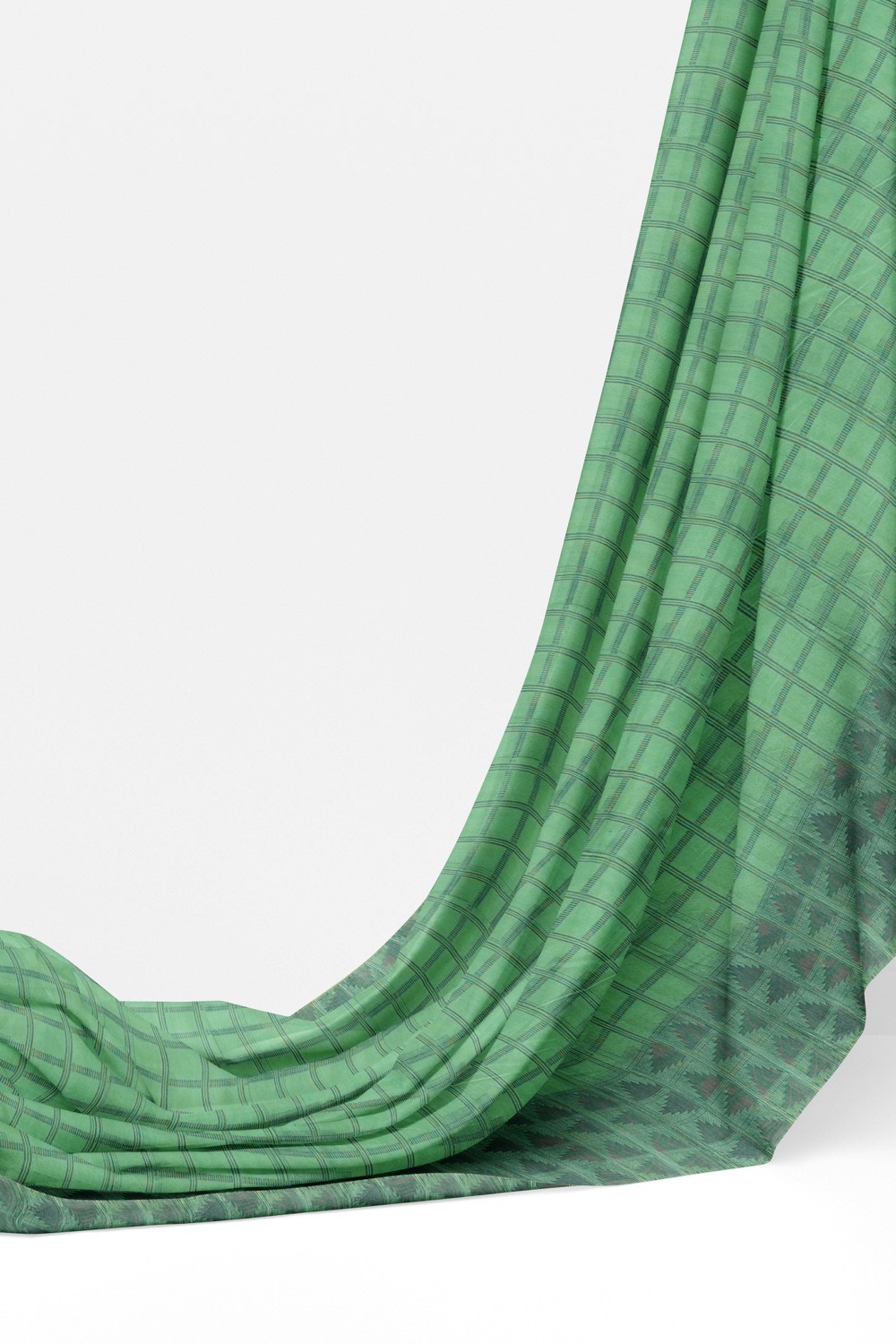 sri kumaran stores 102022 pure cotton turquoise green saree with dark green border 1 3