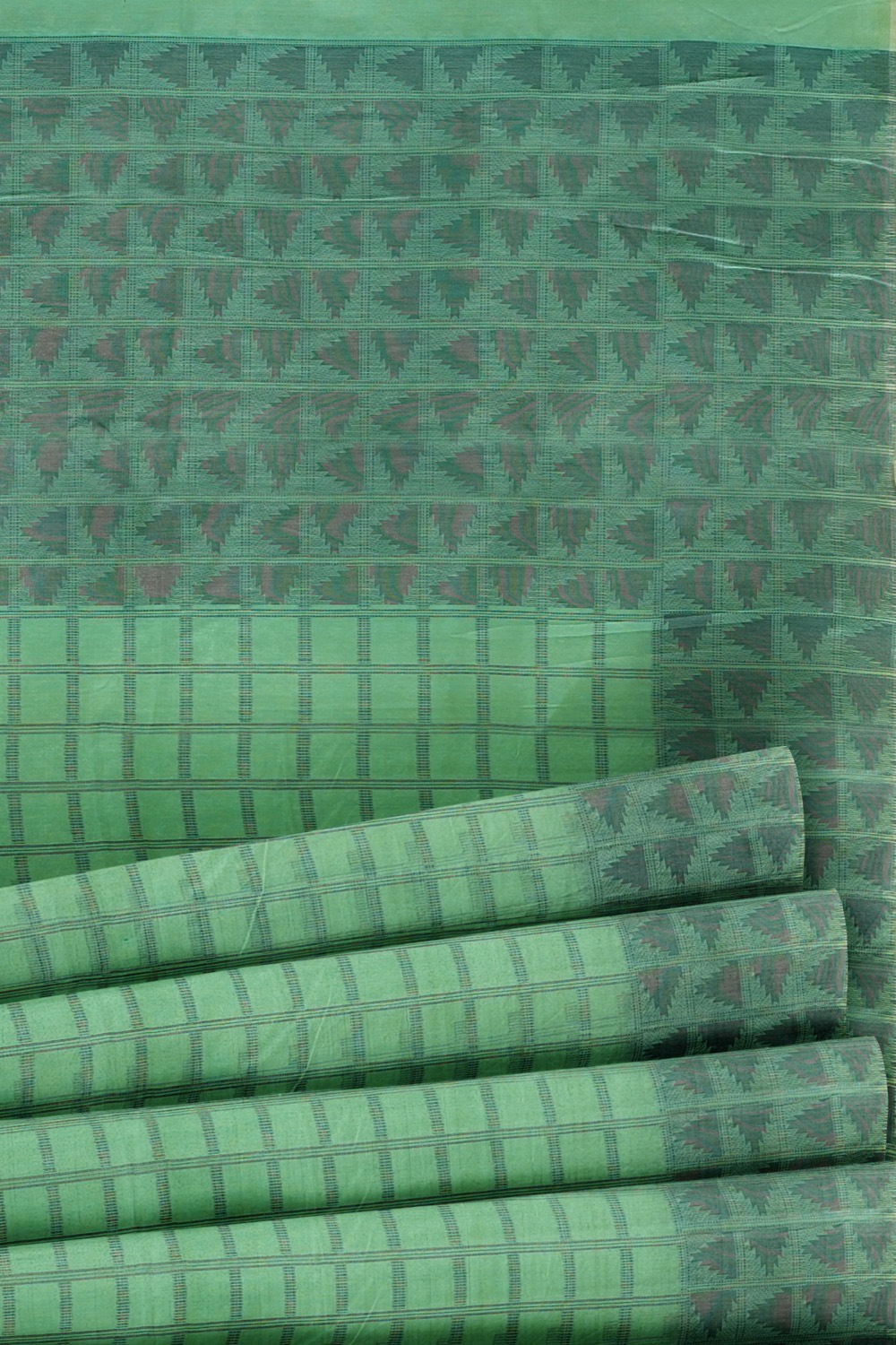 sri kumaran stores 102022 pure cotton turquoise green saree with dark green border 1 4