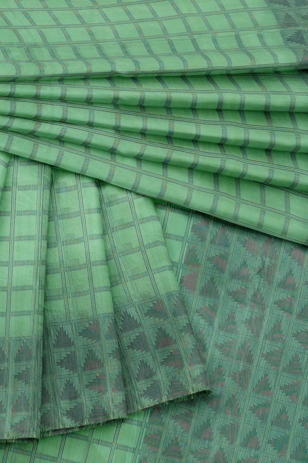 sri kumaran stores 102022 pure cotton turquoise green saree with dark green border 1 5