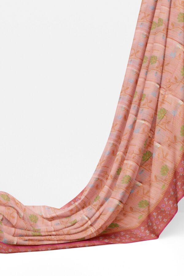 sri kumaran stores chentheri cotton saree biscuit colour saree with dark pink border 3
