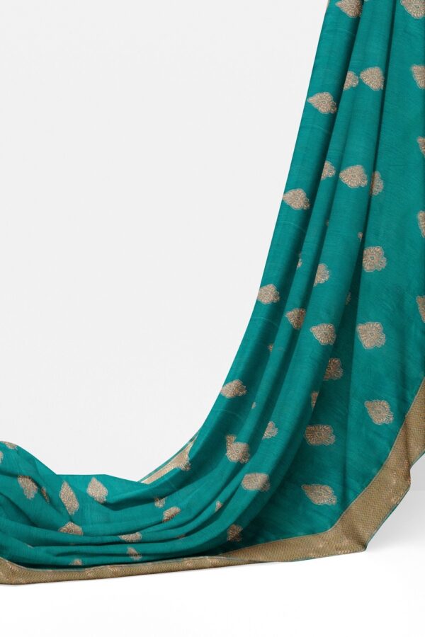sri kumaran stores chentheri cotton saree blue saree with golden border 3