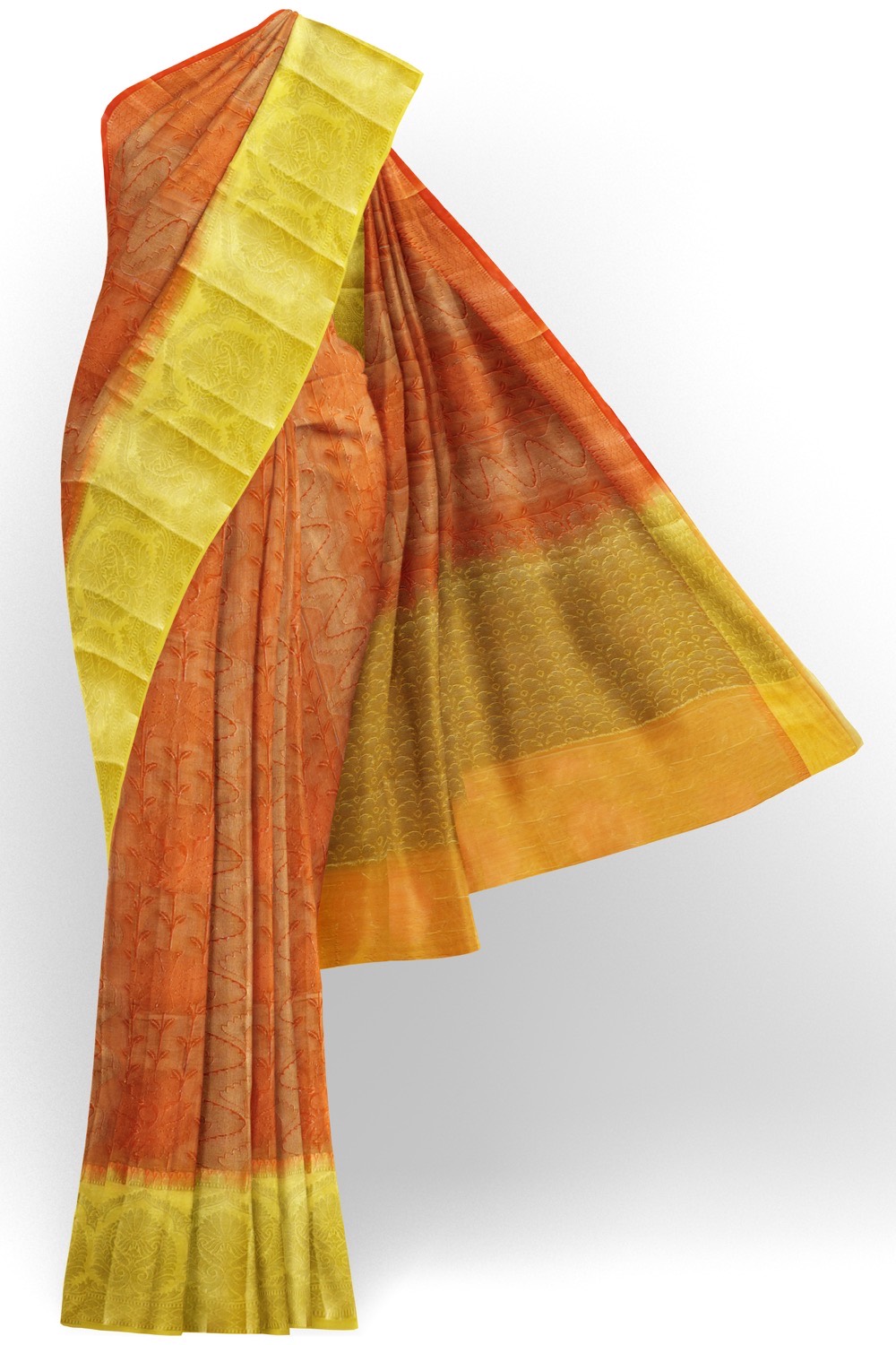 sri kumaran stores chentheri cotton saree brown saree with yellow border 1