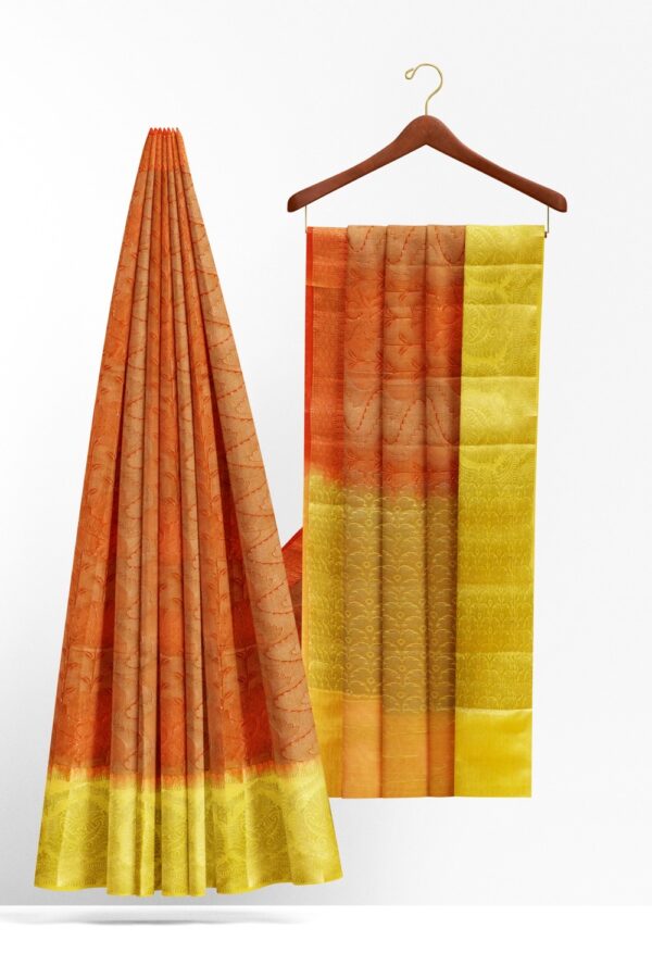 sri kumaran stores chentheri cotton saree brown saree with yellow border 2