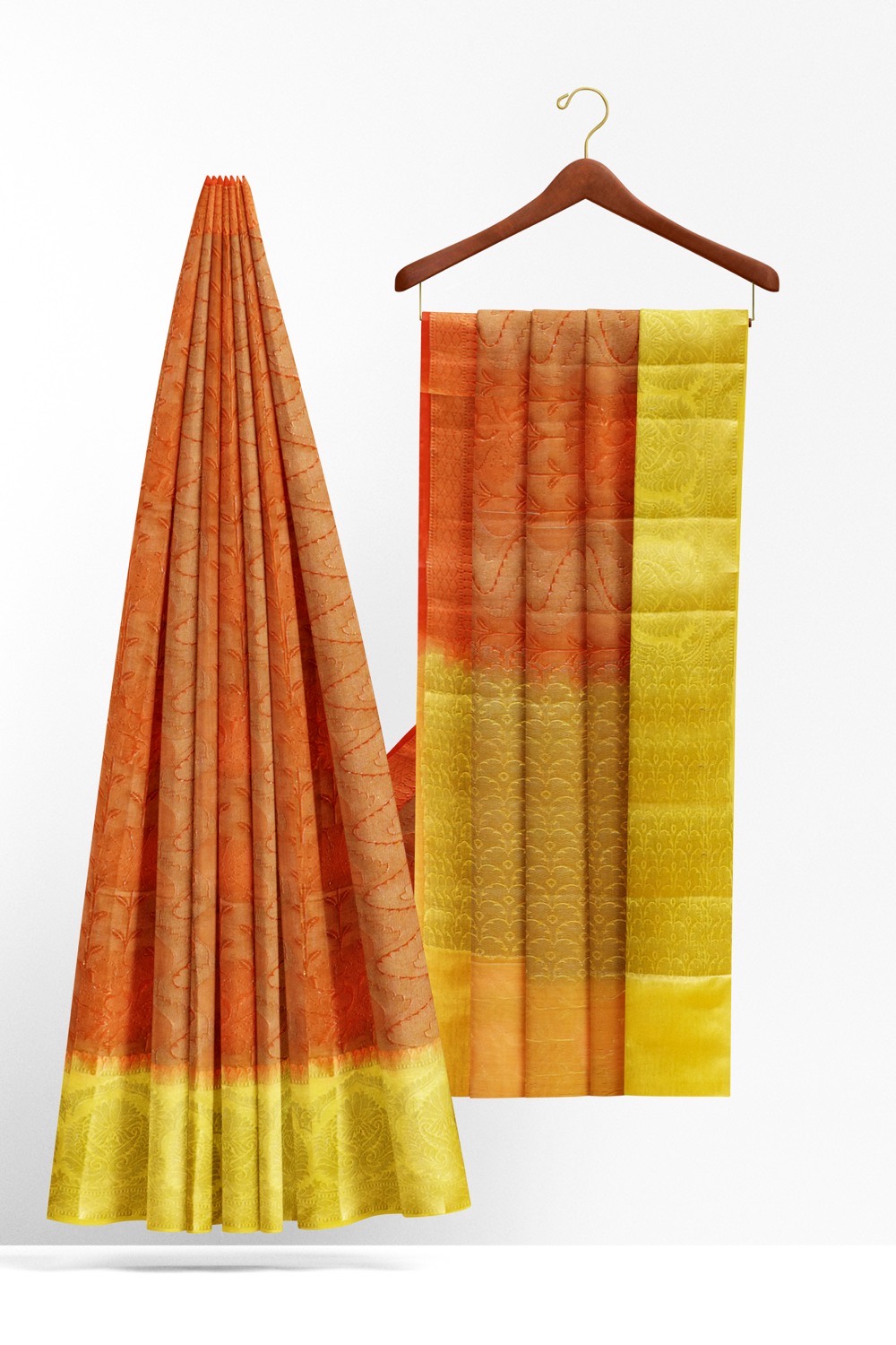 sri kumaran stores chentheri cotton saree brown saree with yellow border 2