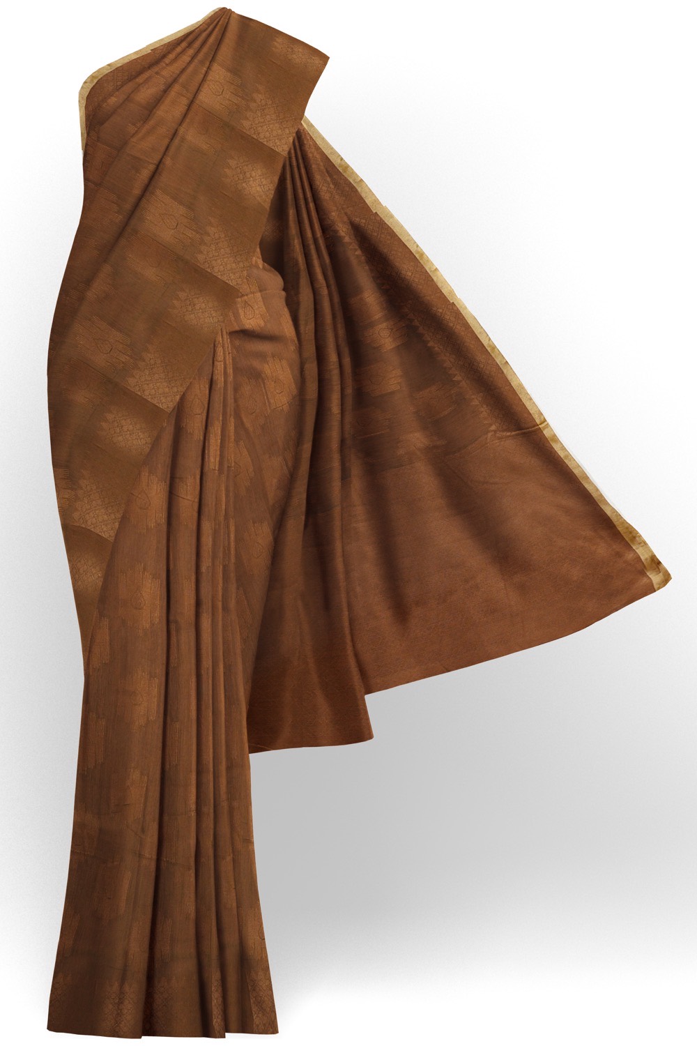 sri kumaran stores chentheri cotton saree chocolate brown saree with chocolate brown border 1