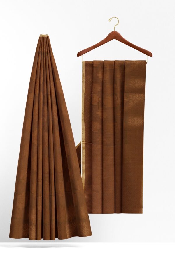 sri kumaran stores chentheri cotton saree chocolate brown saree with chocolate brown border 2