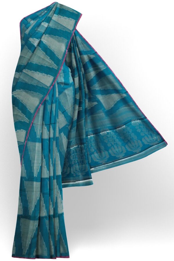 sri kumaran stores chentheri cotton saree dark blue saree with pink border 1