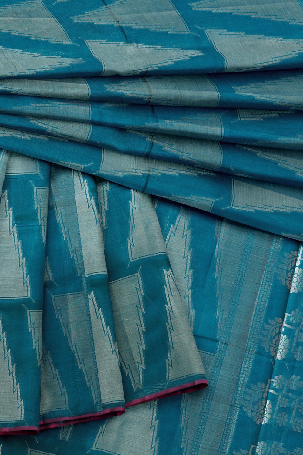 sri kumaran stores chentheri cotton saree dark blue saree with pink border 4