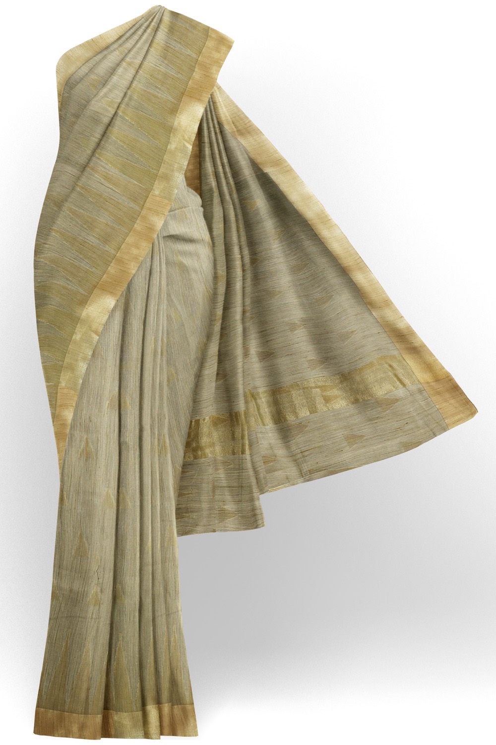 sri kumaran stores chentheri cotton saree dark grey saree with golden border 1
