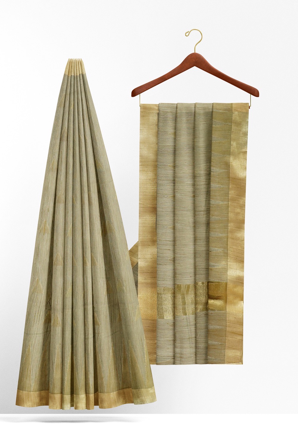 sri kumaran stores chentheri cotton saree dark grey saree with golden border 2