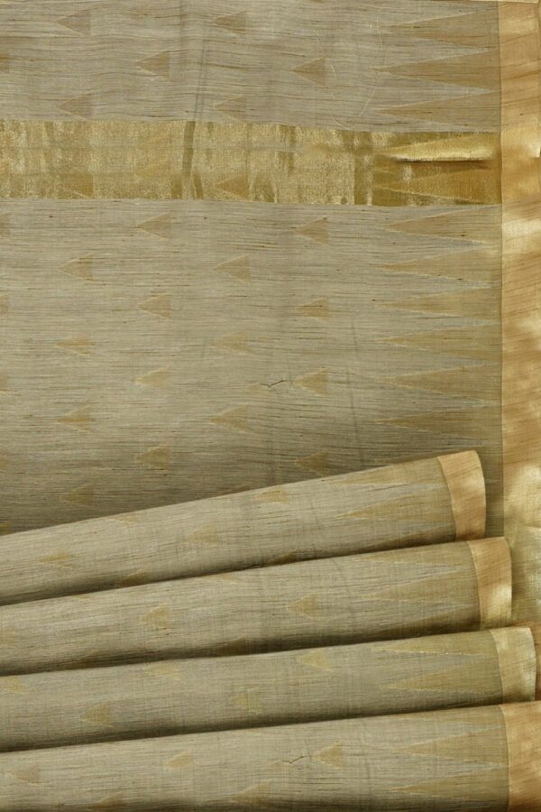 sri kumaran stores chentheri cotton saree dark grey saree with golden border 5