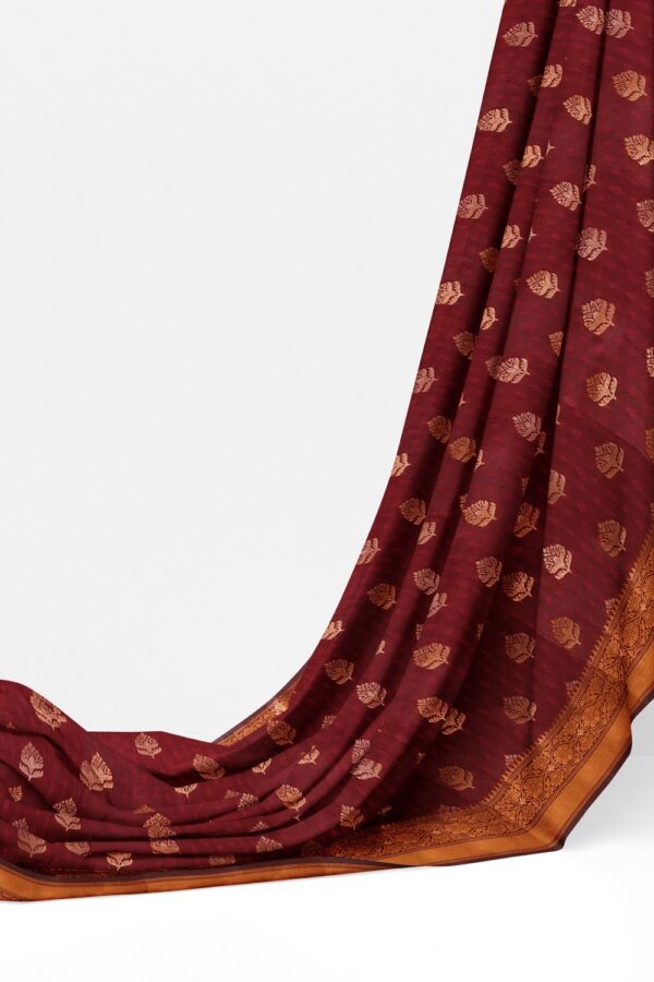 sri kumaran stores chentheri cotton saree dark maroon saree with golden border 3