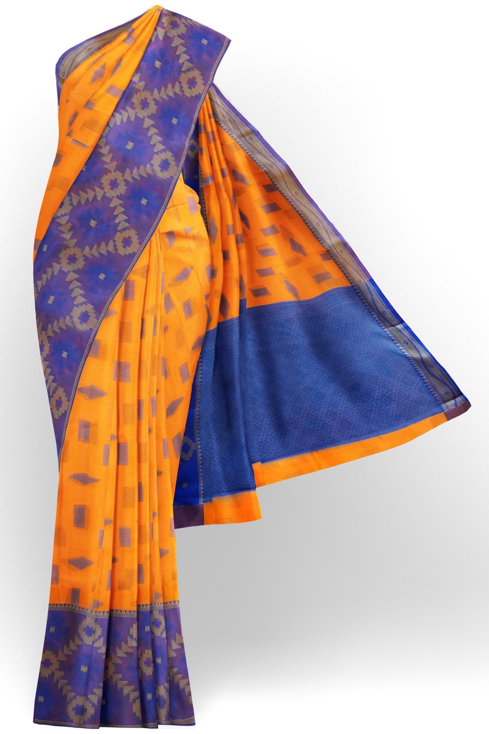 sri kumaran stores chentheri cotton saree dark orange saree with dark blue border 1
