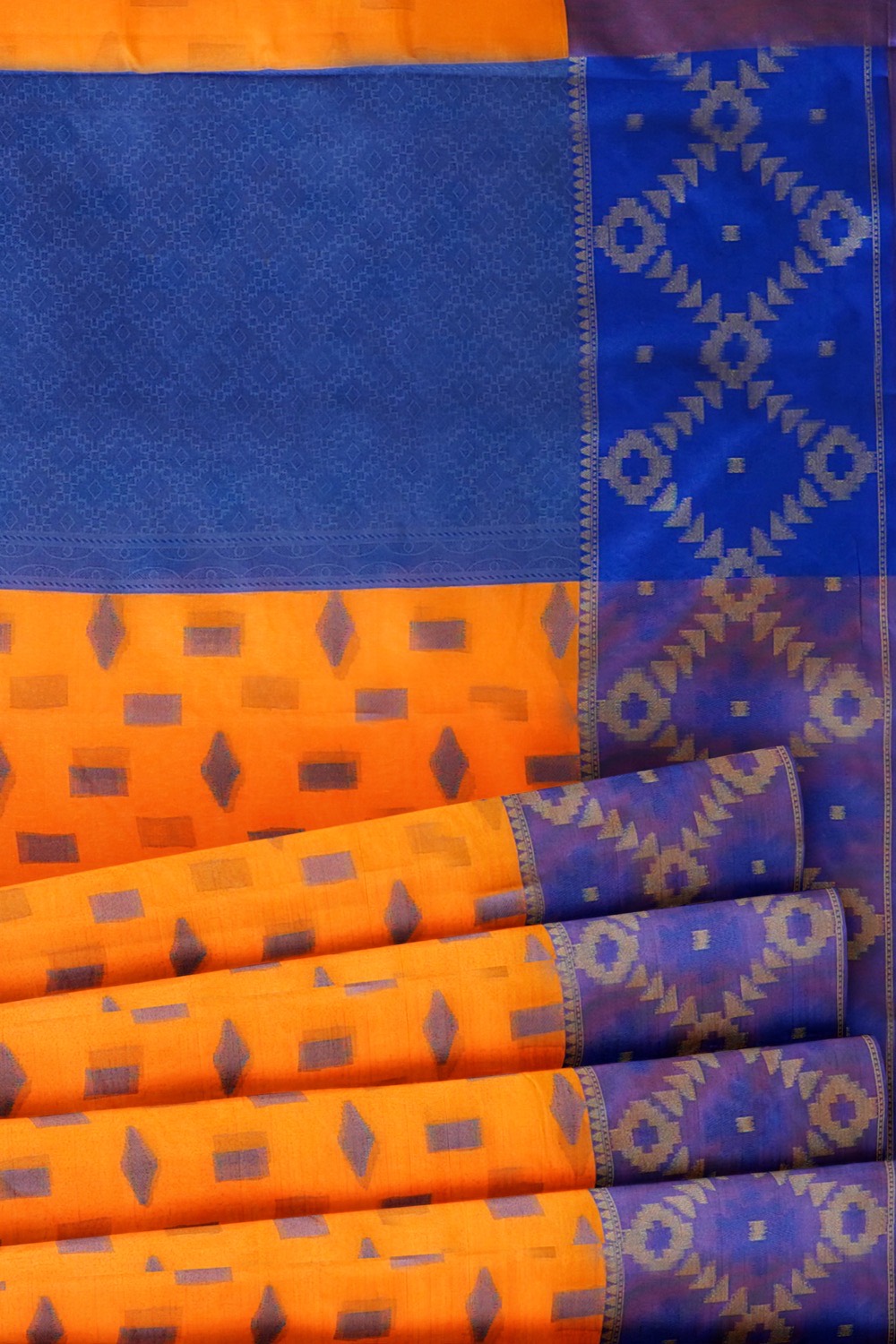sri kumaran stores chentheri cotton saree dark orange saree with dark blue border 5
