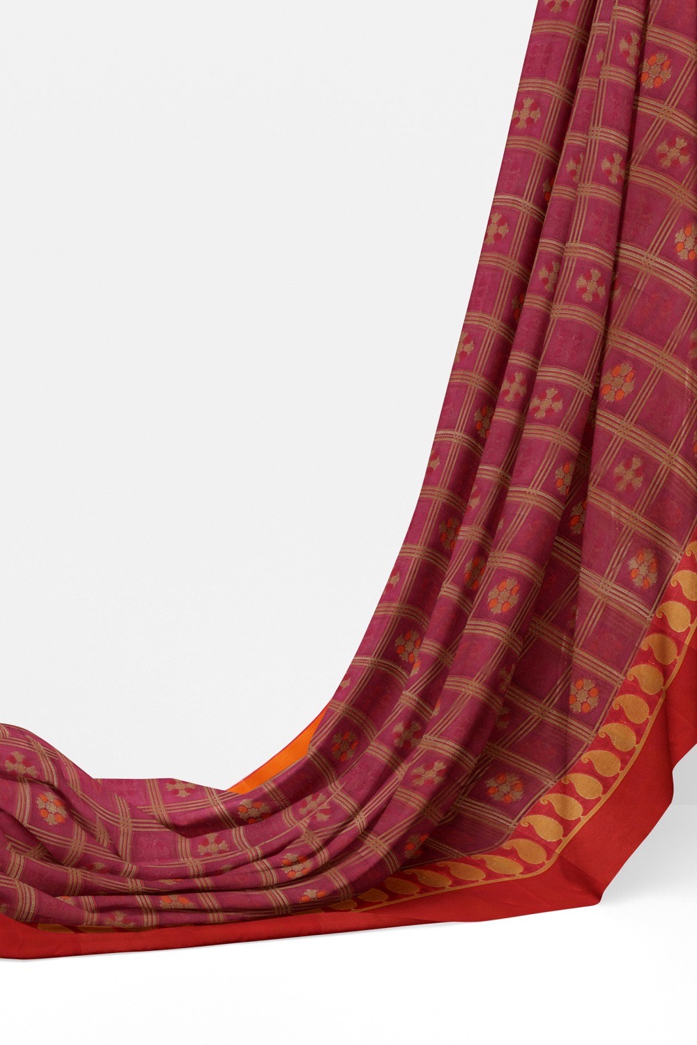 sri kumaran stores chentheri cotton saree dark pink saree with maroon border 3