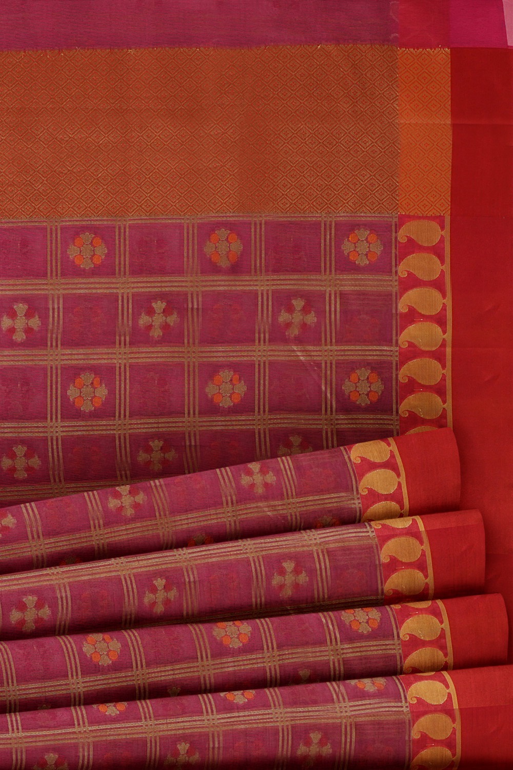 sri kumaran stores chentheri cotton saree dark pink saree with maroon border 5