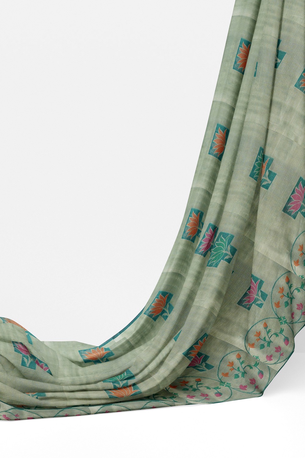 sri kumaran stores chentheri cotton saree grey saree with floral border 3
