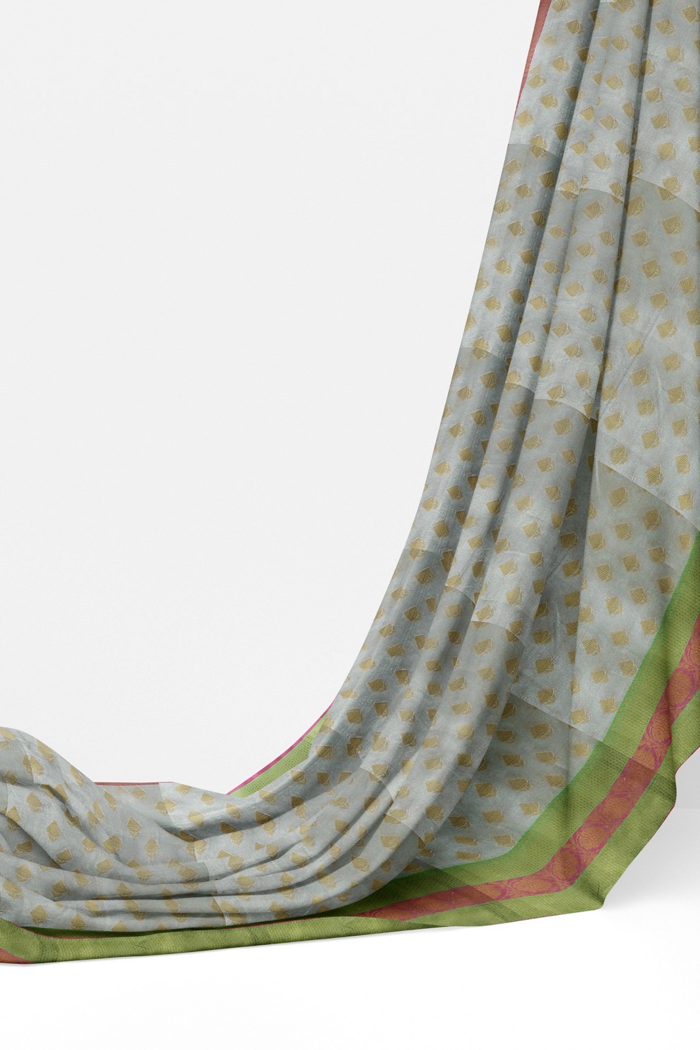 sri kumaran stores chentheri cotton saree grey saree with green and pink border 3