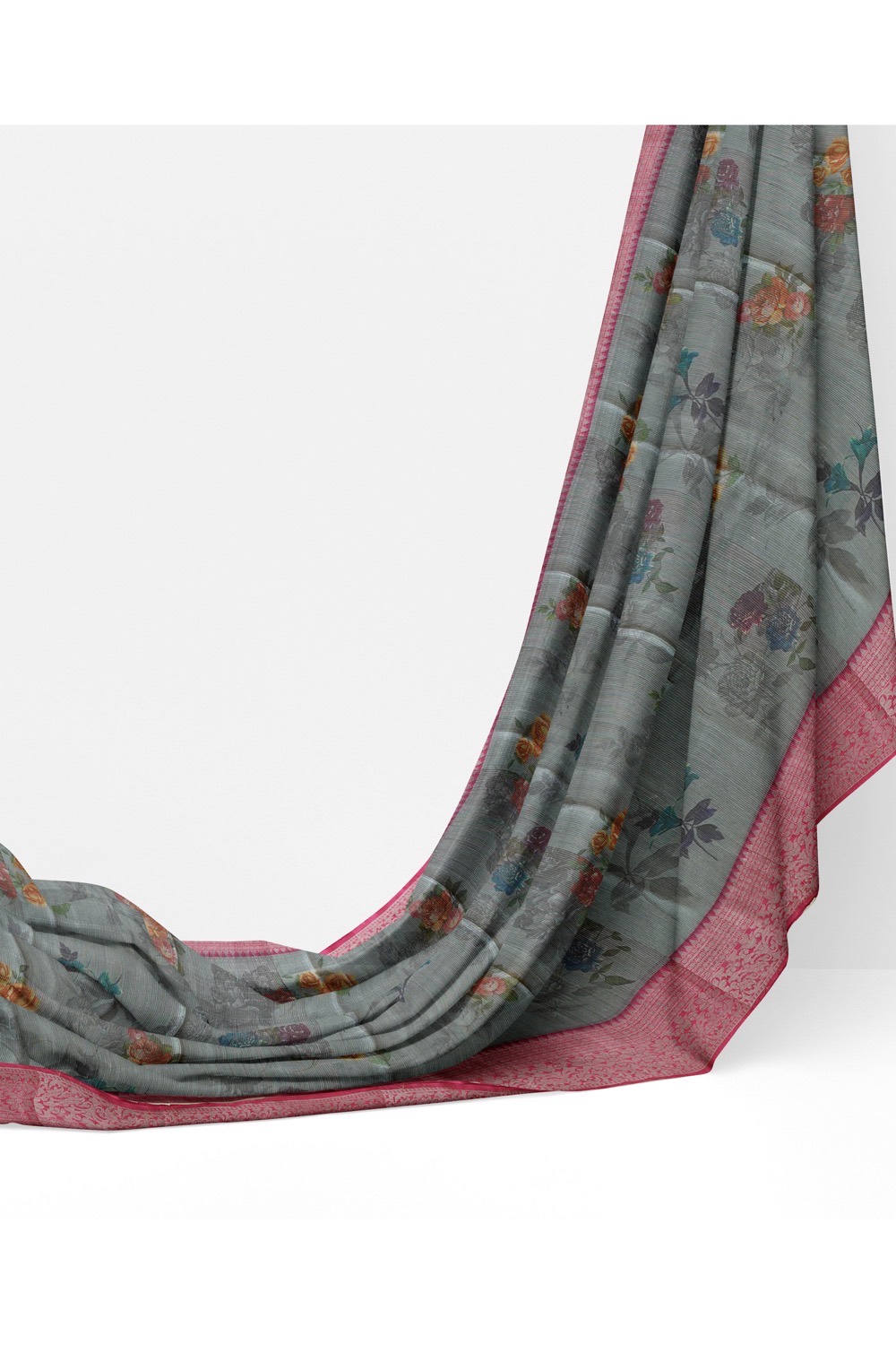 sri kumaran stores chentheri cotton saree grey saree with pink border 3