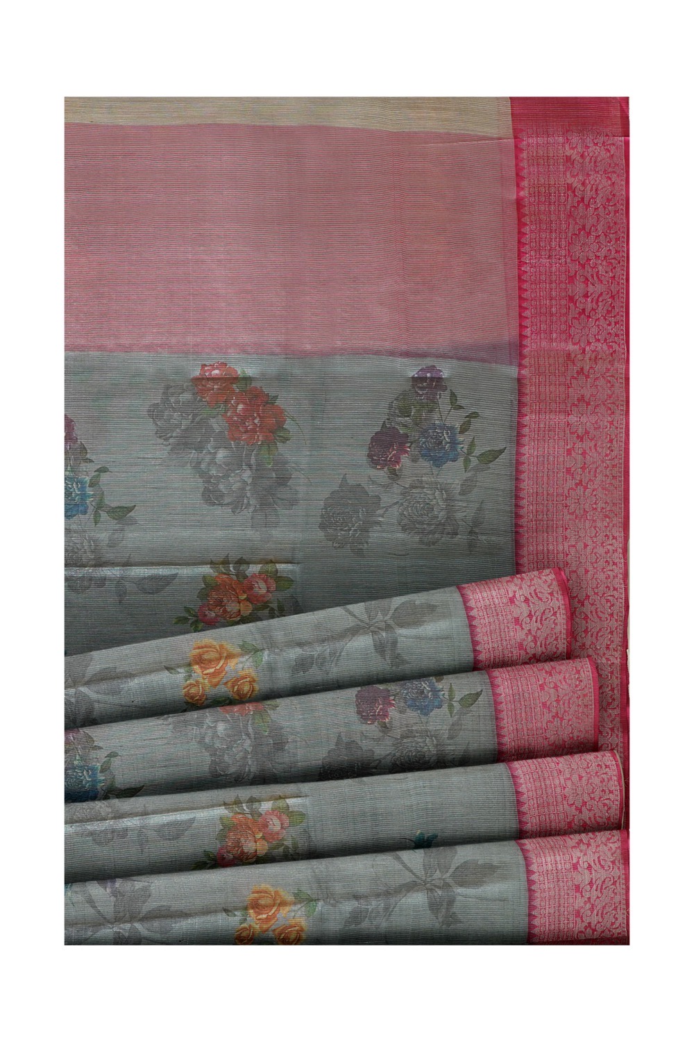 sri kumaran stores chentheri cotton saree grey saree with pink border 5
