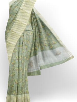 sri kumaran stores chentheri cotton saree grey saree with white and sandal border 1