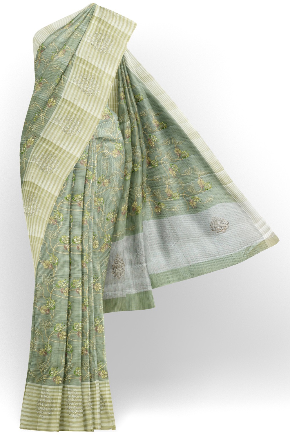 sri kumaran stores chentheri cotton saree grey saree with white and sandal border 1