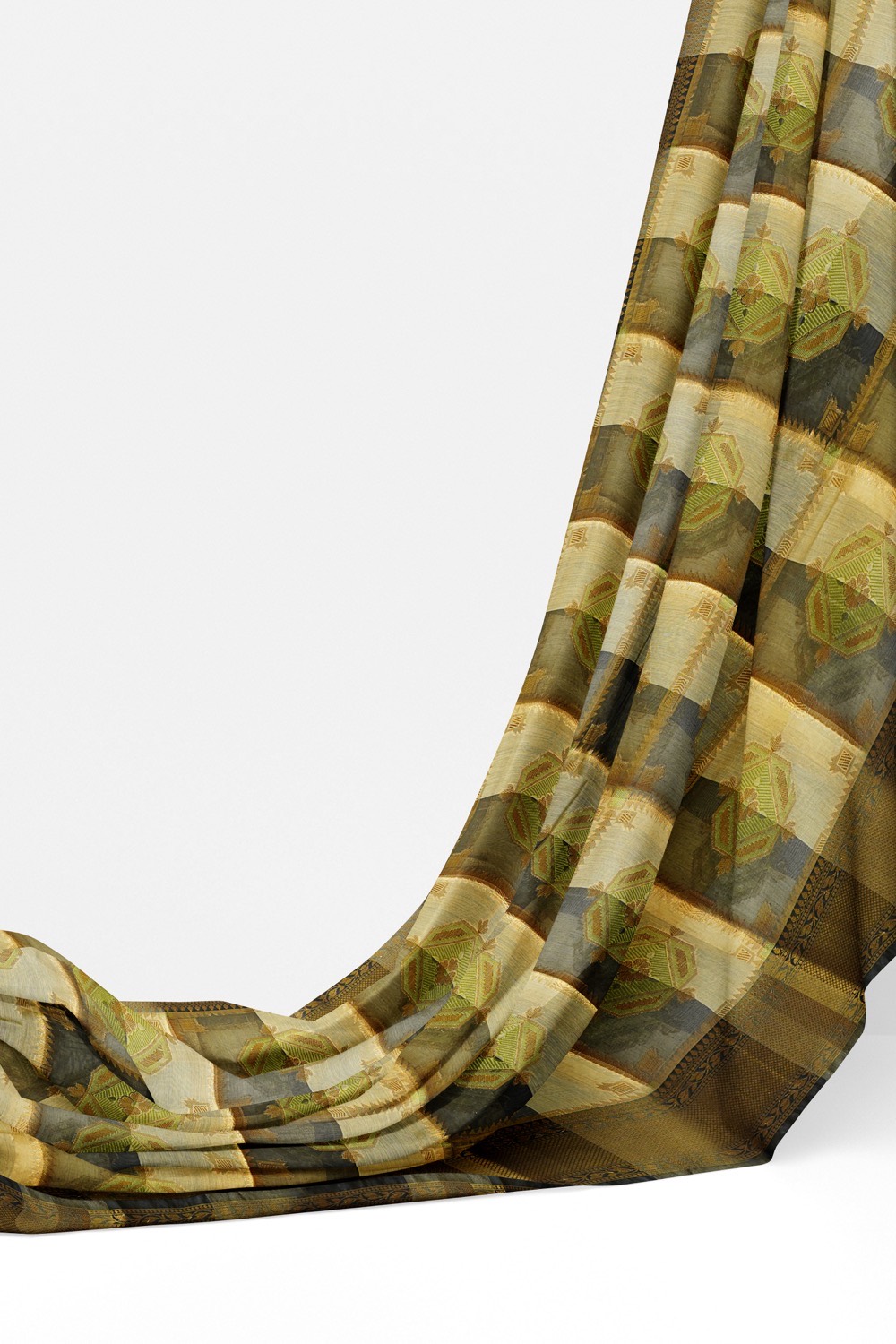 sri kumaran stores chentheri cotton saree half white saree with elephant blue colour border 3